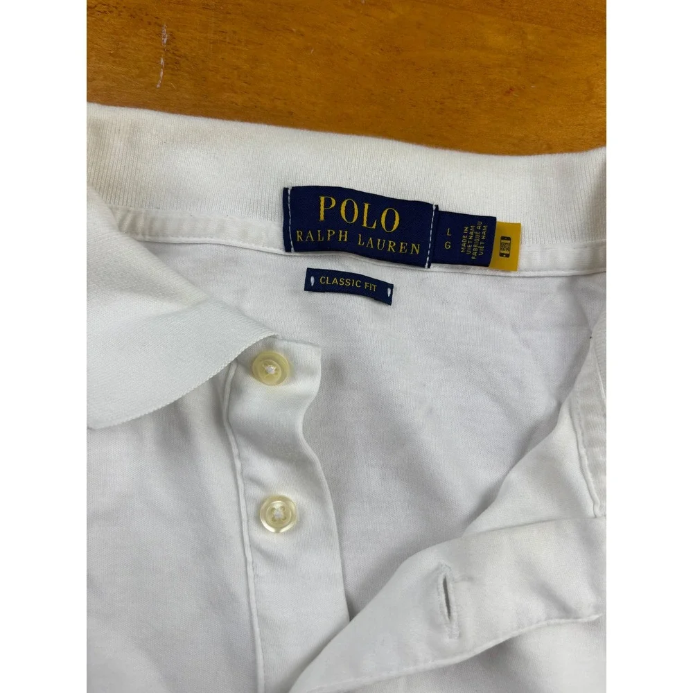 Polo Ralph Lauren Mens White Classic Fit Short Sleeve Cotton Polo Flesh Pony L